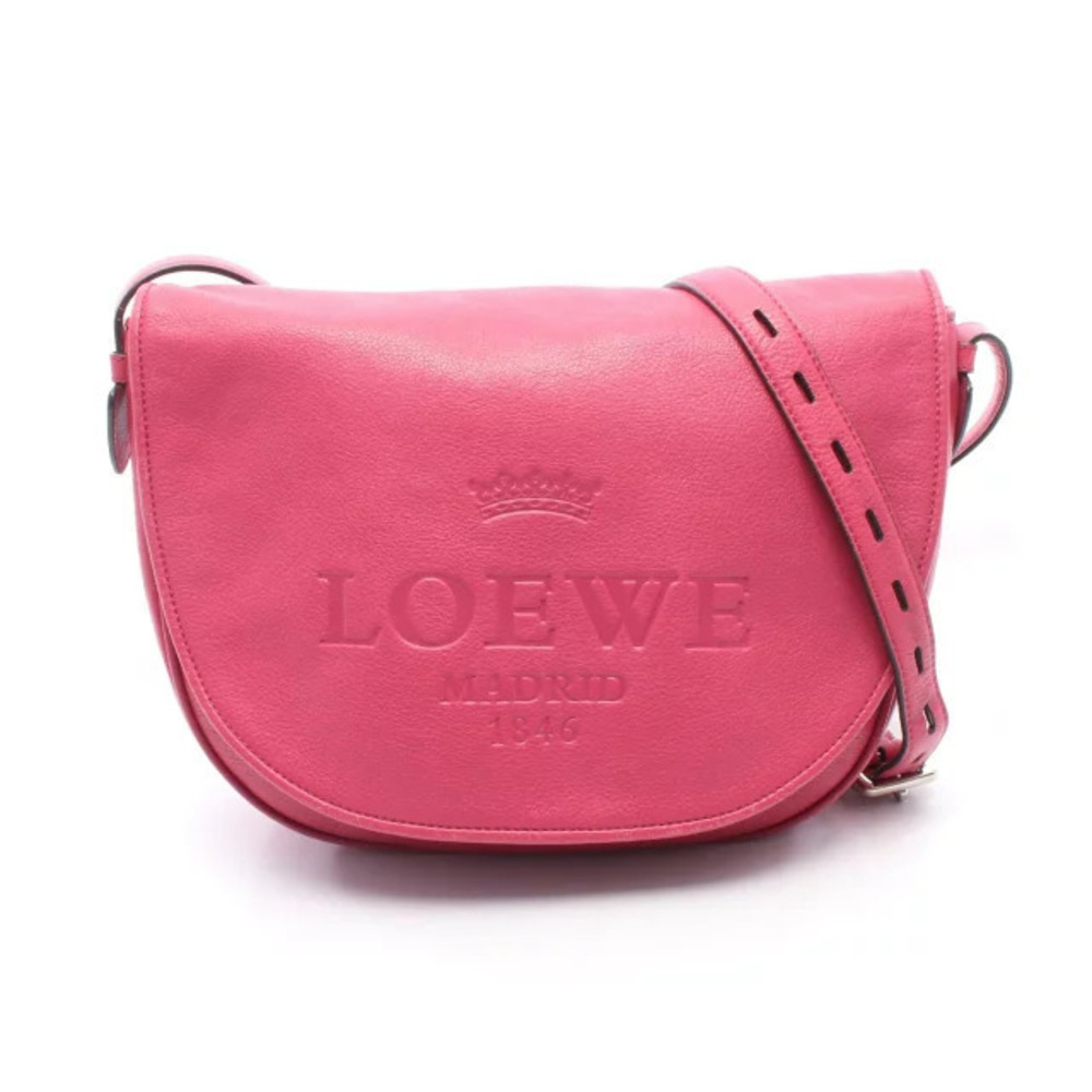Loewe Heritage Satchel Shoulder Bag Leather Pink